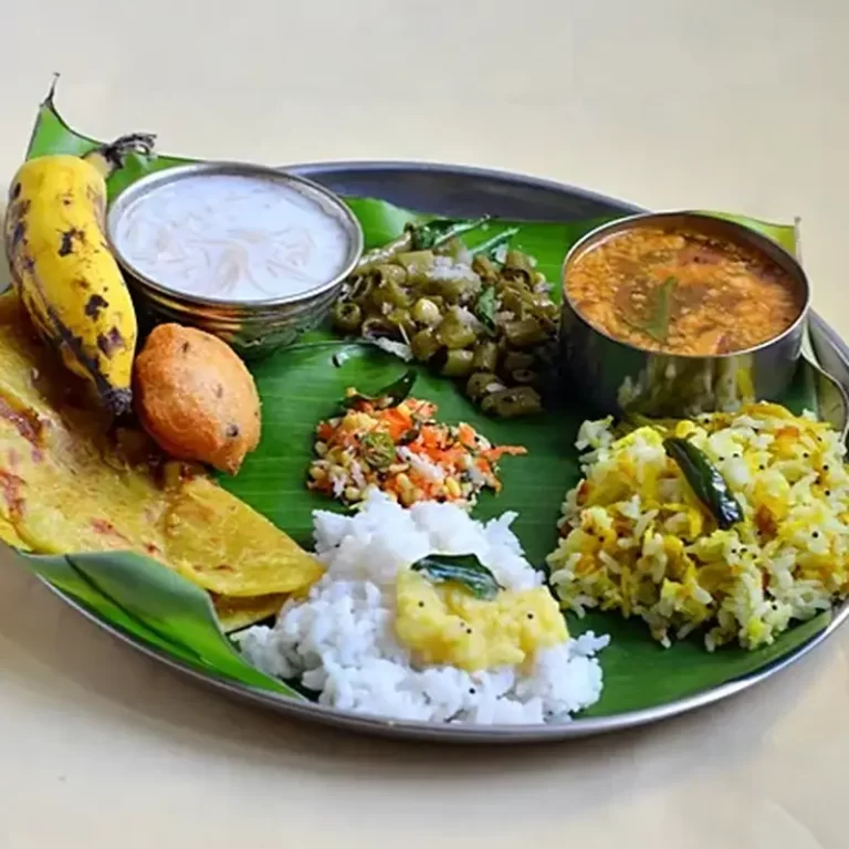 Full vegetarian meals served on plate by catering services in Bangalore