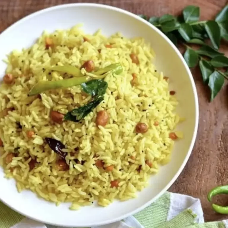 Traditional pulihora rice served by catering services in Bangalore