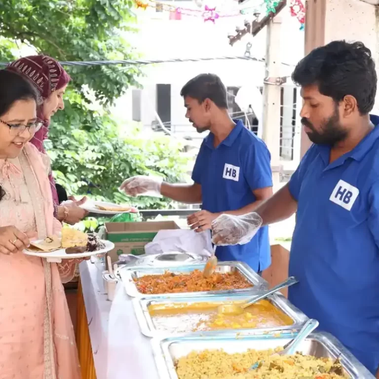 Pure vegetarian Andhra buffet catering setup in Bangalore