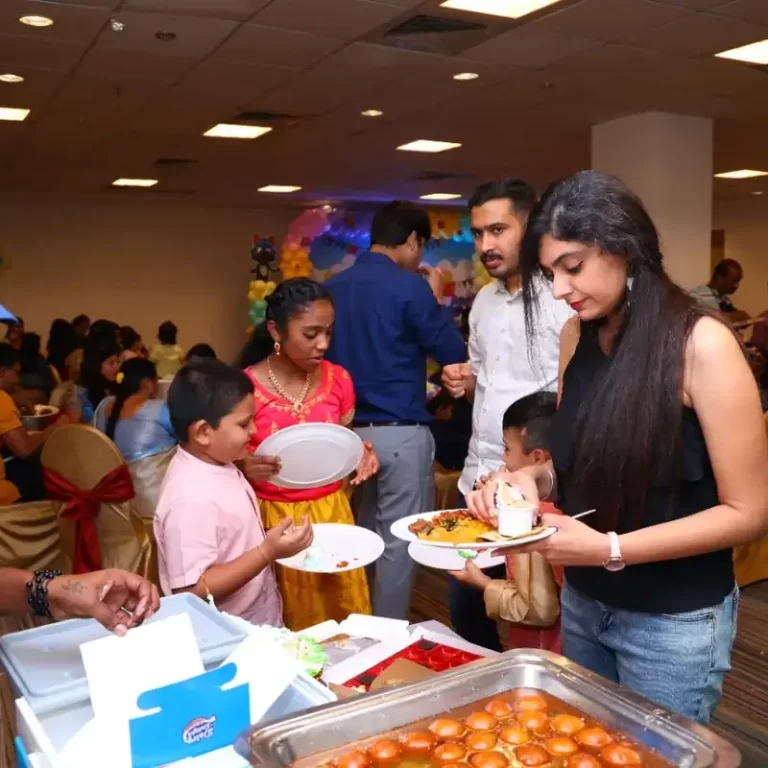 Vegetarian buffet setup by catering services in Bangalore