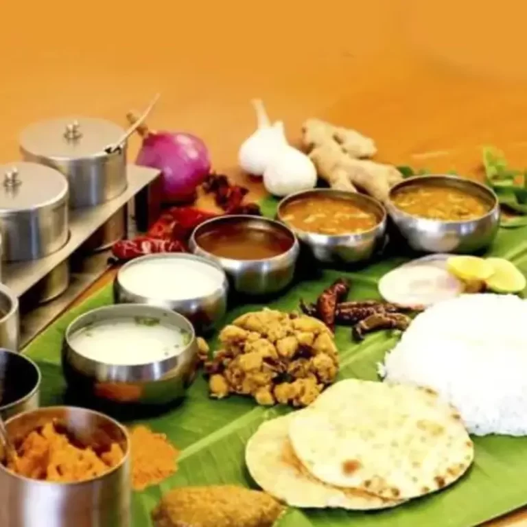 Vegetarian meal platter served by catering services in Bangalore